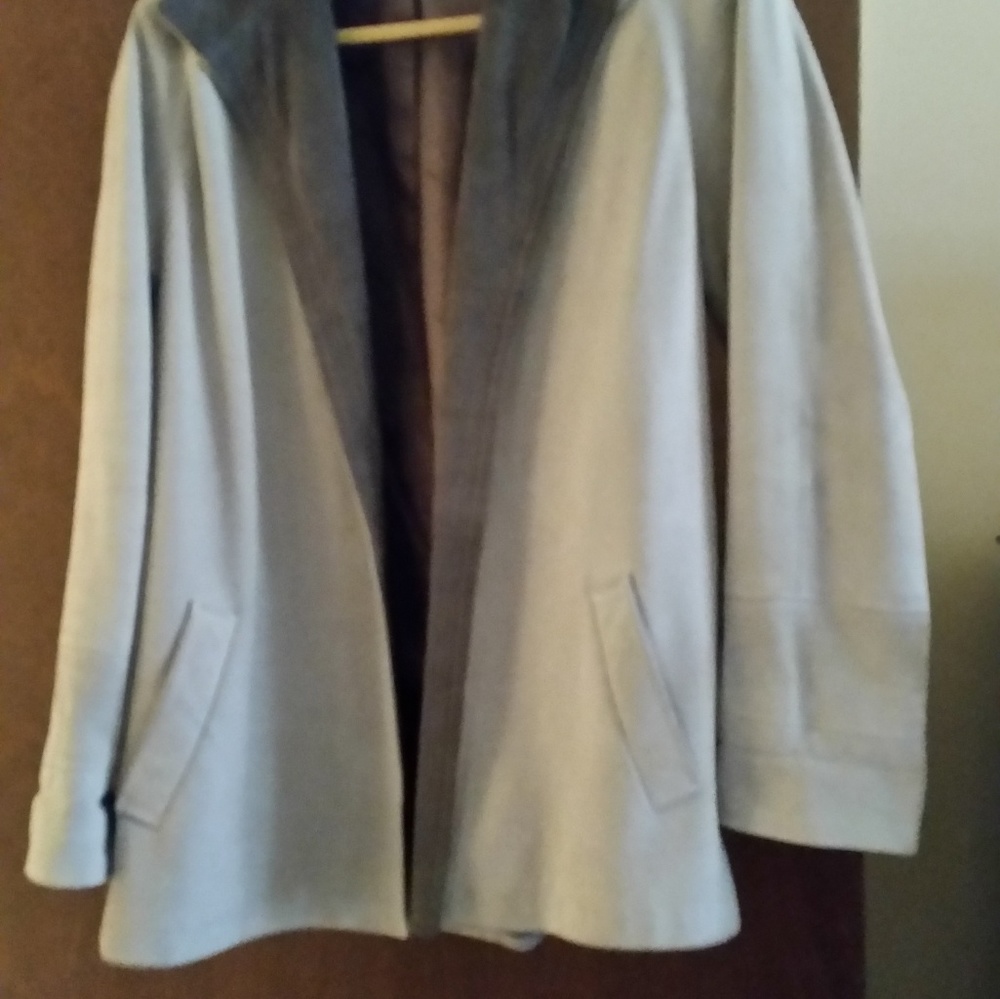 Gray suede open front jacket